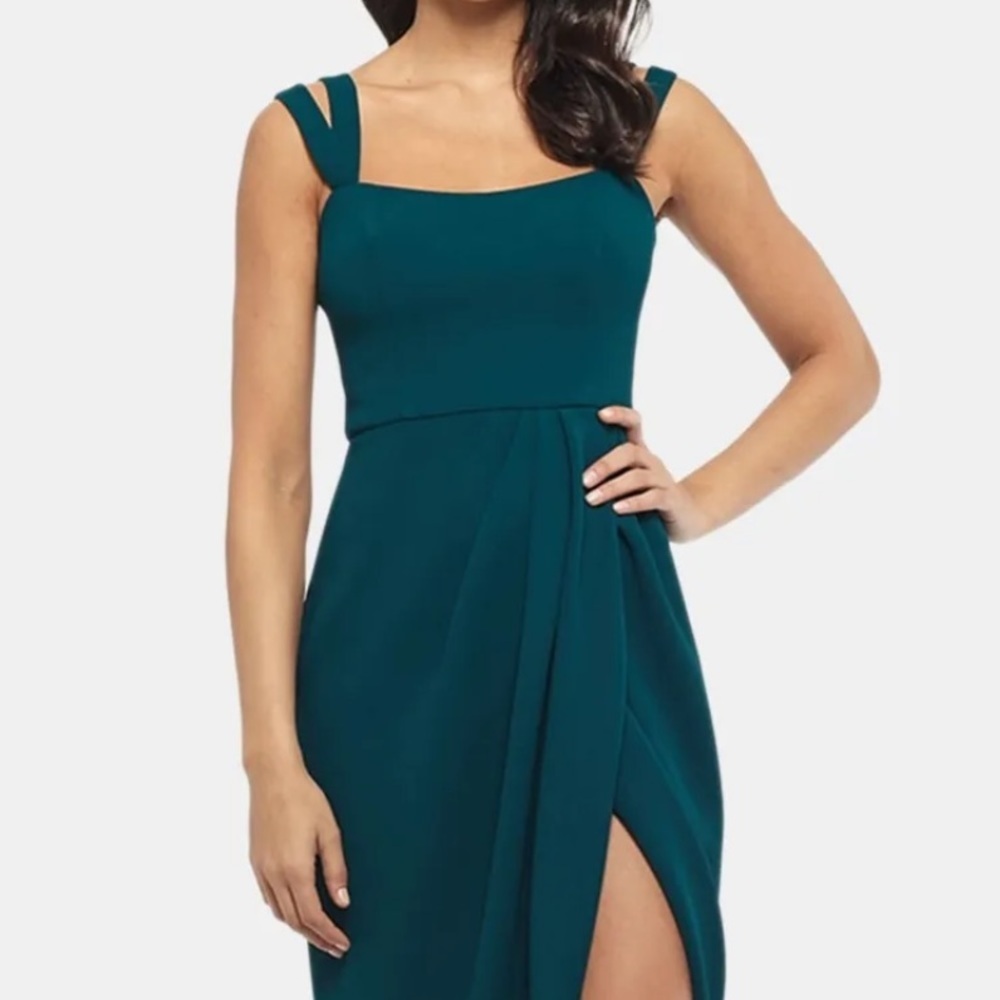 Women’s Formal Dress Size 14 XSCAPE Green Classic Square Neck Evening Gown NEW - Picture 3 of 7